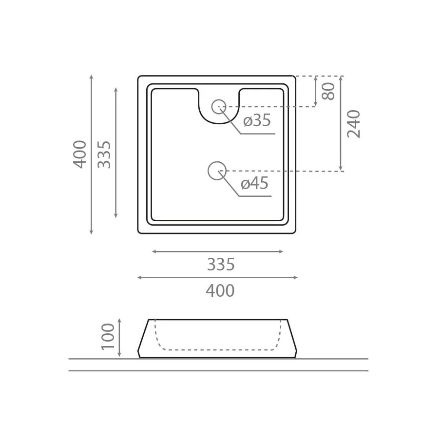 Bathco 4003 - Lavabo da appoggio GALICIA 40x40 cm in porcellana/bianco