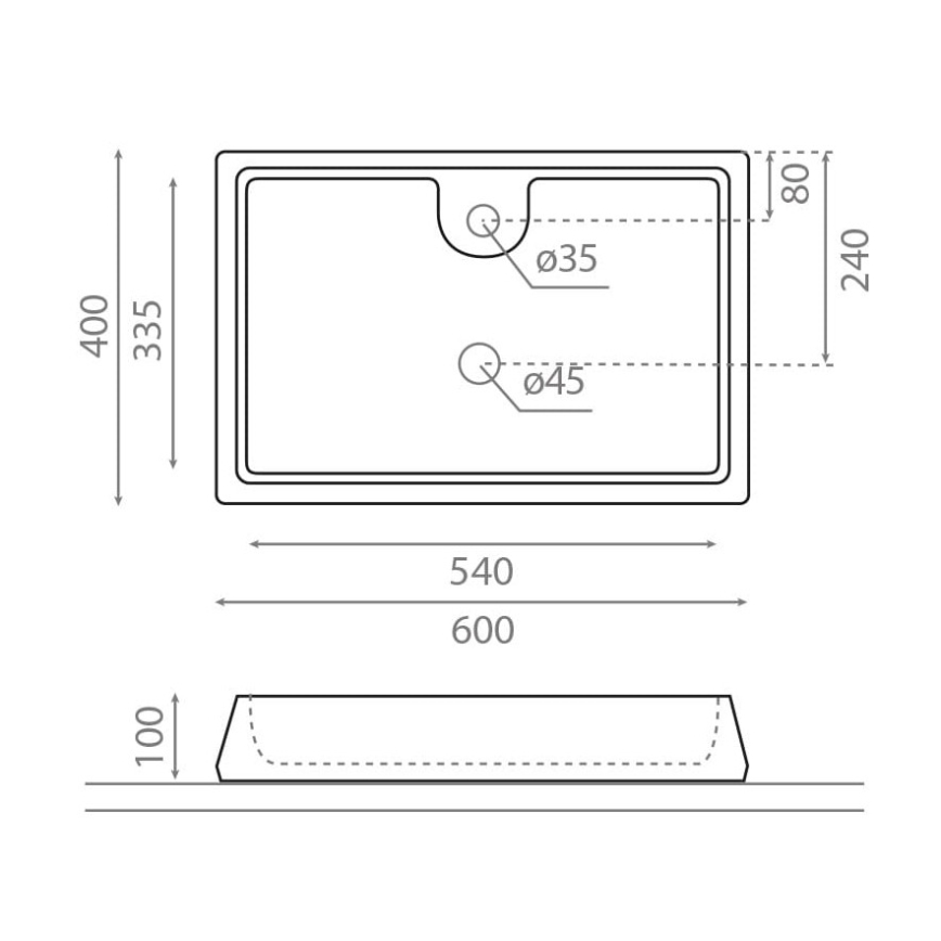 Bathco 4004 - Lavabo da appoggio GALICIA 60x40 cm porcellana/bianco