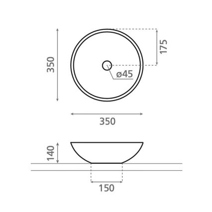 Bathco 4015 - Lavabo da appoggio CASTELLON Ø 35 cm porcellana/bianco