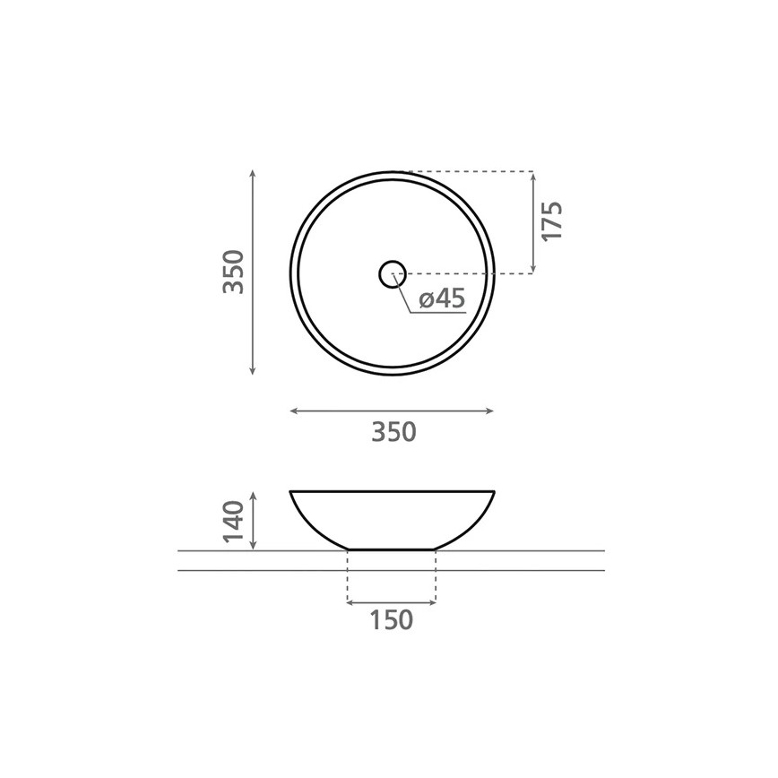Bathco 4015 - Lavabo da appoggio CASTELLON Ø 35 cm porcellana/bianco