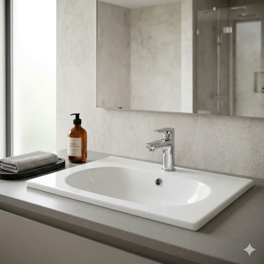 Bathco 4015 - Lavabo da appoggio CASTELLON Ø 35 cm porcellana/bianco
