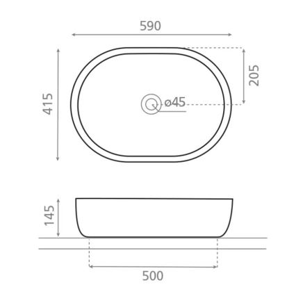 Bathco 4037 - Lavabo da appoggio TOULOUSE 59x41,5 cm porcellana/bianco