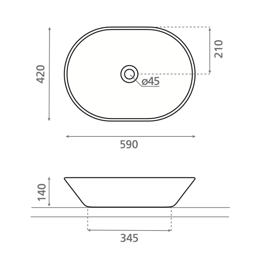 Bathco 4038 - Lavabo da appoggio TOULOUSE 59x42 cm in porcellana/bianco