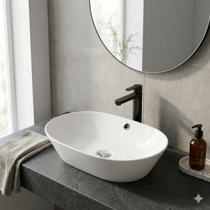 Bathco 4038 - Lavabo da appoggio TOULOUSE 59x42 cm in porcellana/bianco
