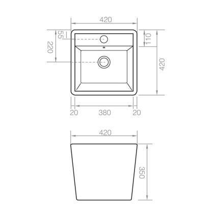 Bathco 4059 - Lavabo da appoggio GENOVA 42x42 cm porcellana/bianco