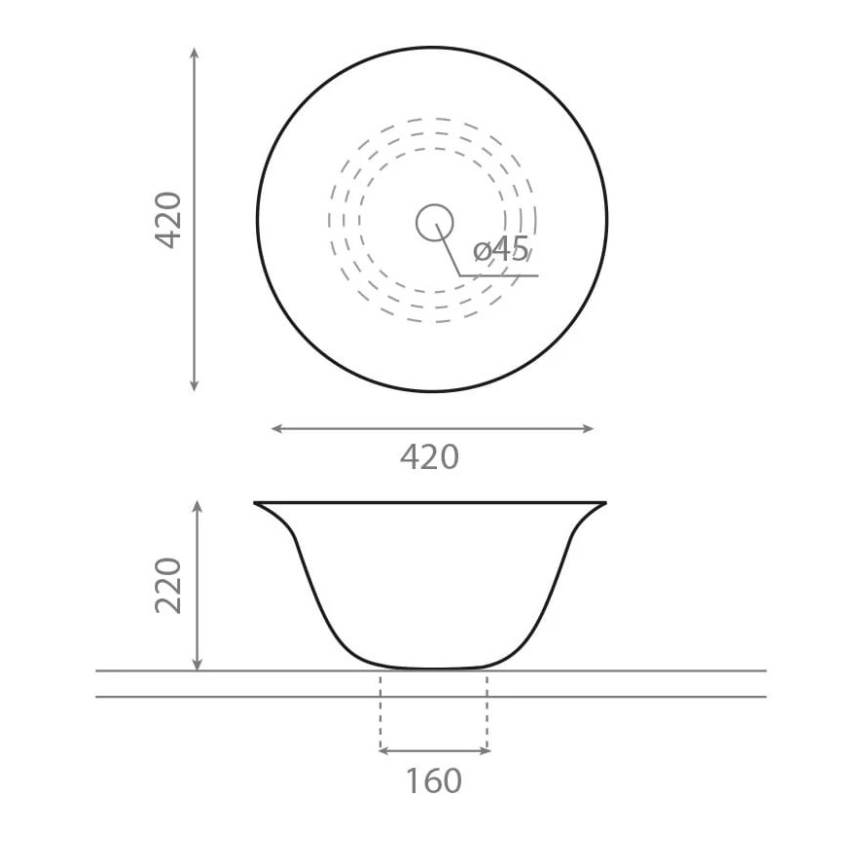 Bathco 4062 - Lavabo da appoggio NORDIC Ø 42 cm porcellana/bianco