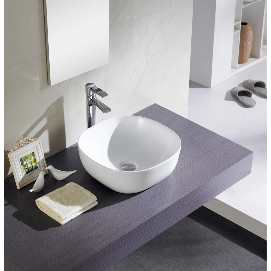 Bathco 4071 - Lavabo da appoggio OLEA 41x41 cm in porcellana/bianco