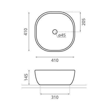 Bathco 4071 - Lavabo da appoggio OLEA 41x41 cm in porcellana/bianco