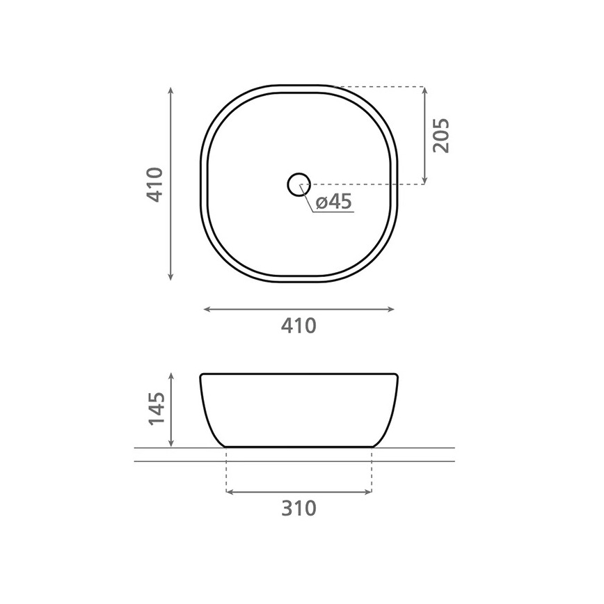 Bathco 4071 - Lavabo da appoggio OLEA 41x41 cm in porcellana/bianco