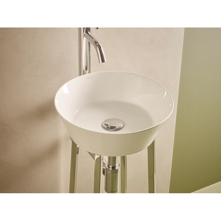 Bathco 4086 - Lavabo da appoggio VOLTA Ø 35 cm porcellana/bianco