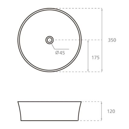 Bathco 4086 - Lavabo da appoggio VOLTA Ø 35 cm porcellana/bianco