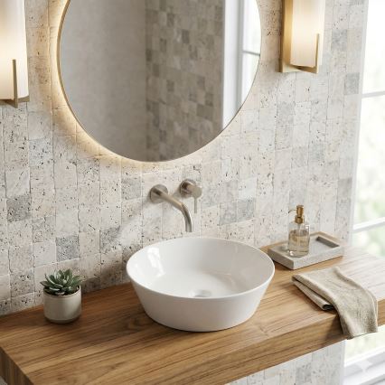 Bathco 4087 - Lavabo da appoggio VOLTA Ø 42 cm, porcellana/bianco