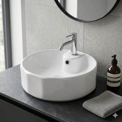 Bathco 4158 - Lavabo da appoggio CIRCUS Ø 42 cm porcellana/bianco