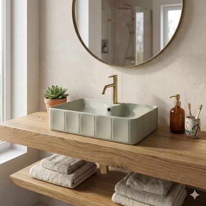 Bathco 4161 - Lavabo da appoggio CIRCUS 61x40,5 cm porcellana/beige
