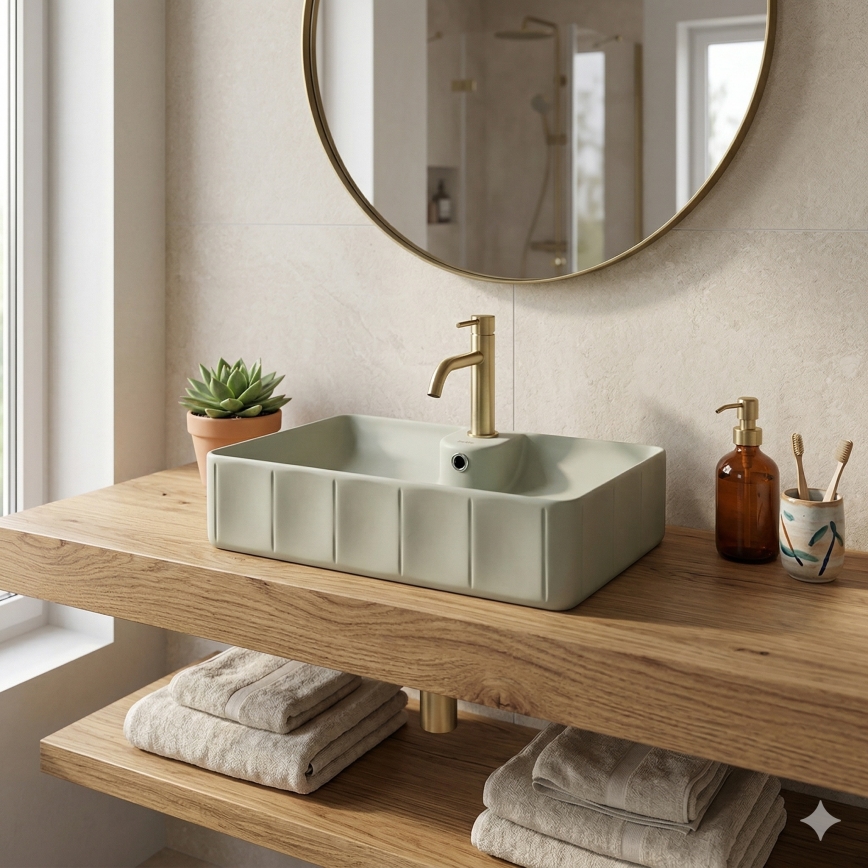 Bathco 4161 - Lavabo da appoggio CIRCUS 61x40,5 cm porcellana/beige
