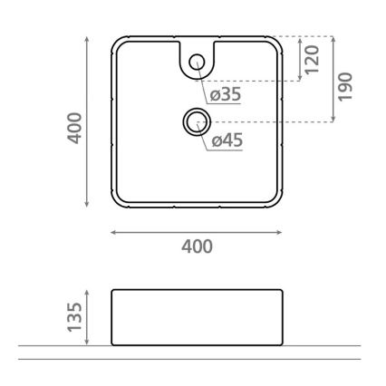Bathco 4162 - Lavabo da appoggio CIRCUS 40x40 cm porcellana/beige