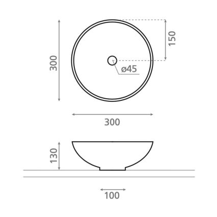 Bathco 4914 - Lavabo da appoggio DAKAR Ø 30 cm in porcellana, bianco