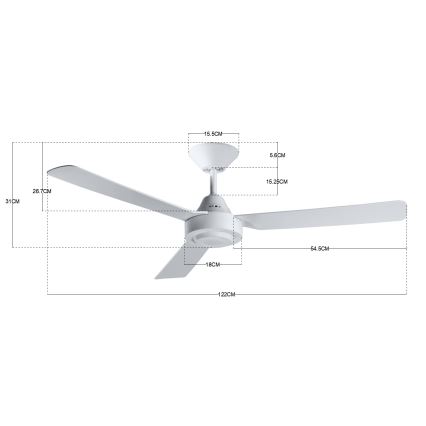 BAYSIDE 213015 - Ventilatore da soffitto CALYPSO bianco