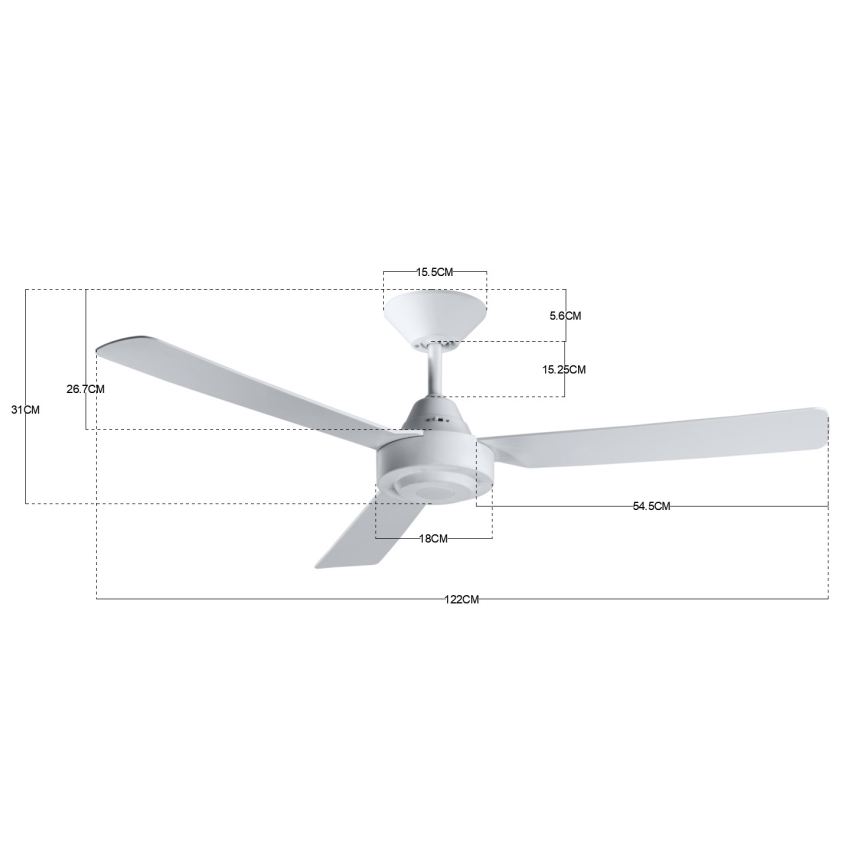 BAYSIDE 213015 - Ventilatore da soffitto CALYPSO bianco