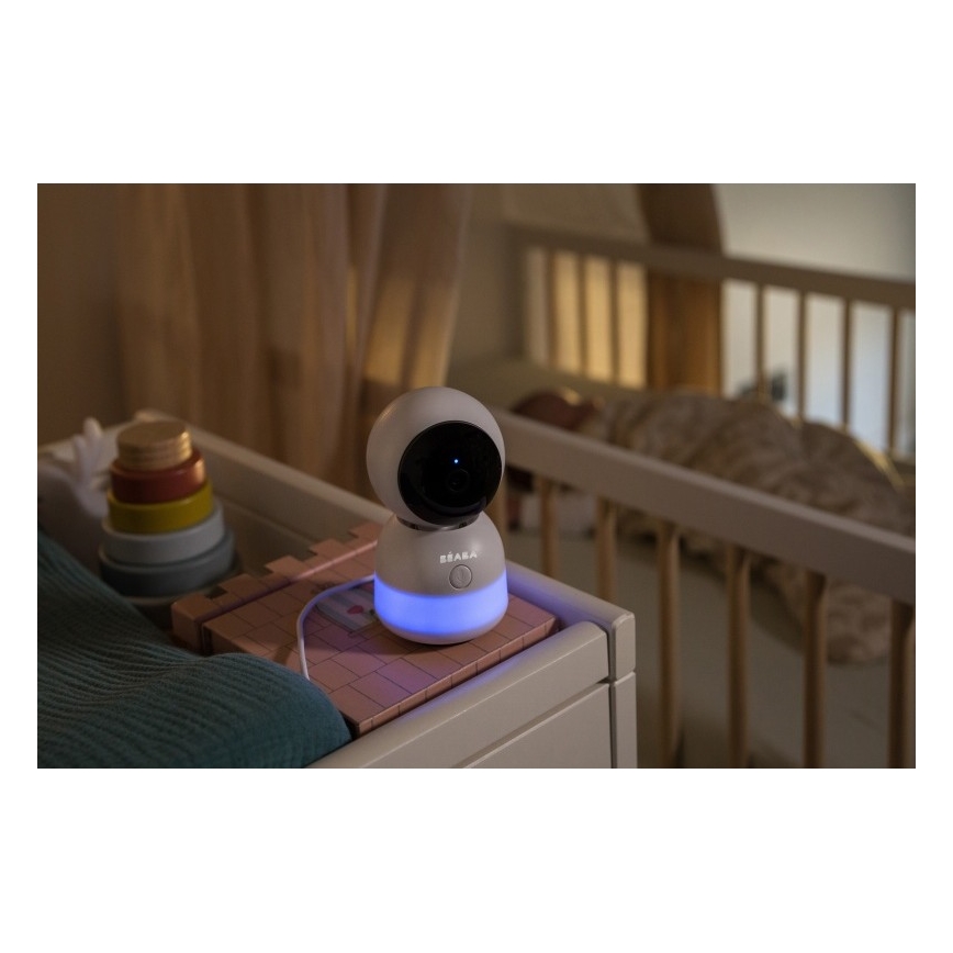 Beaba - Baby monitor intelligente ricaricabile ZEN NIGHT con display 720p, 5V, 4000 mAh, Wi-Fi, bianco