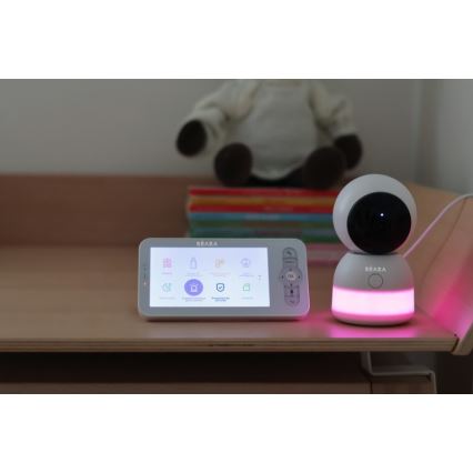 Beaba - Baby monitor intelligente ricaricabile ZEN NIGHT con display 720p, 5V, 4000 mAh, Wi-Fi, bianco