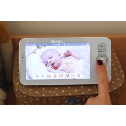 Beaba - Baby monitor intelligente ricaricabile ZEN NIGHT con display 720p, 5V, 4000 mAh, Wi-Fi, bianco