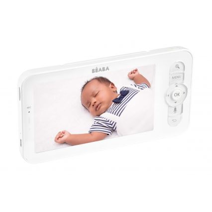 Beaba - Baby monitor intelligente ricaricabile ZEN NIGHT con display 720p, 5V, 4000 mAh, Wi-Fi, bianco