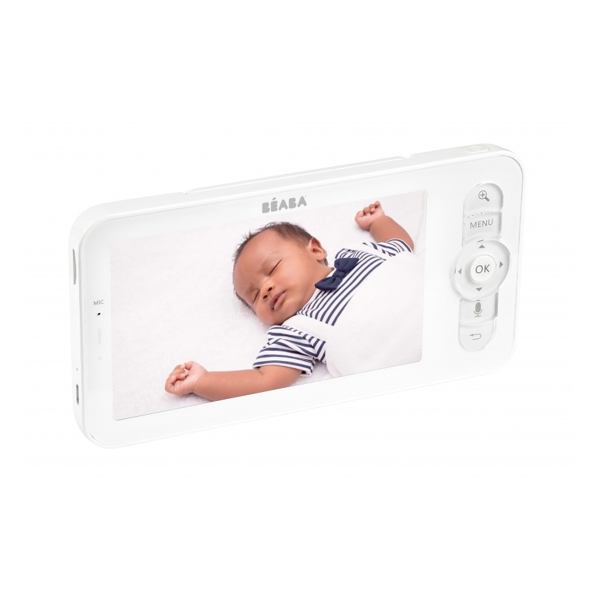 Beaba - Baby monitor intelligente ricaricabile ZEN NIGHT con display 720p, 5V, 4000 mAh, Wi-Fi, bianco