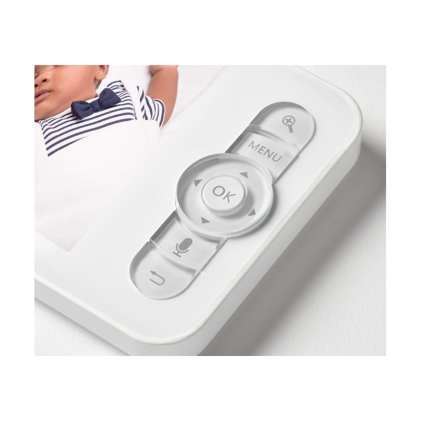 Beaba - Baby monitor intelligente ricaricabile ZEN NIGHT con display 720p, 5V, 4000 mAh, Wi-Fi, bianco