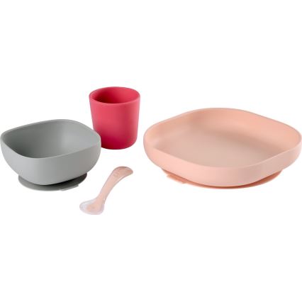 Beaba - Set da pranzo per bambini Rosa 4 pz