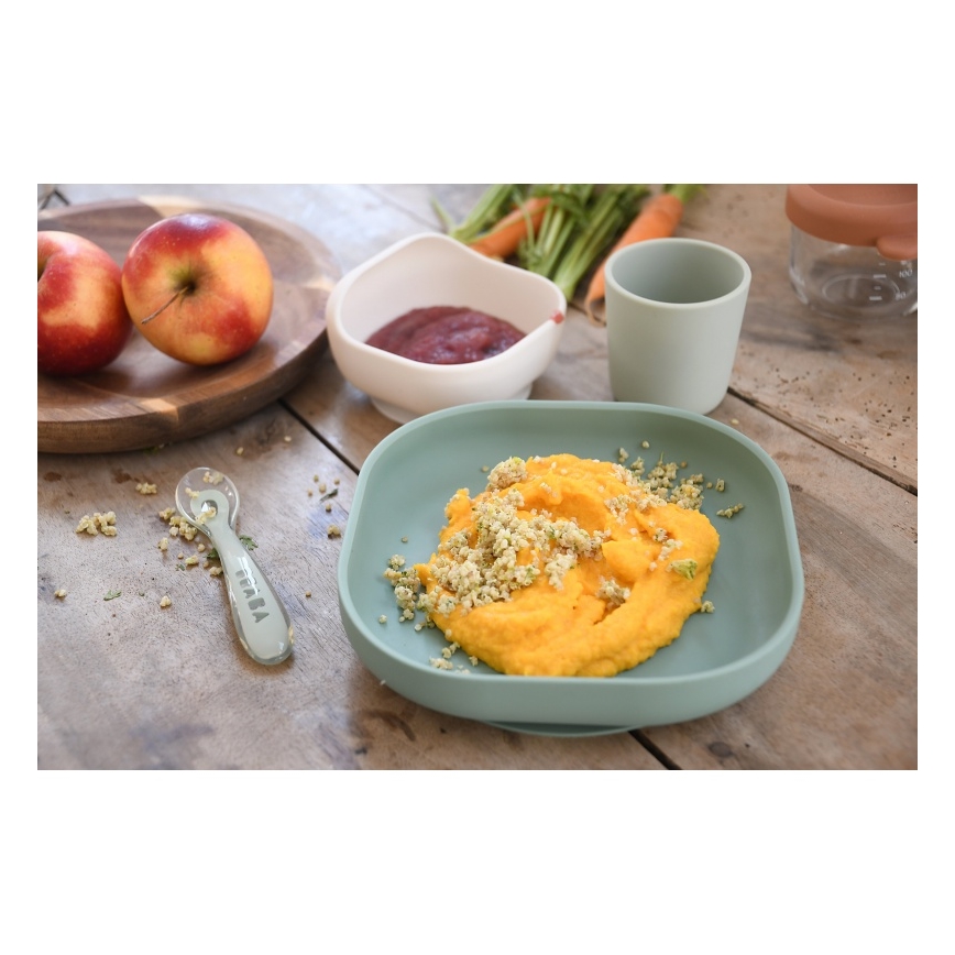 Beaba - Set pappa per bambini Verde Salvia, 4 pezzi