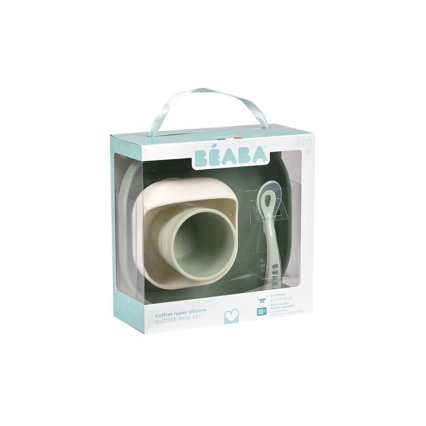 Beaba - Set pappa per bambini Verde Salvia, 4 pezzi