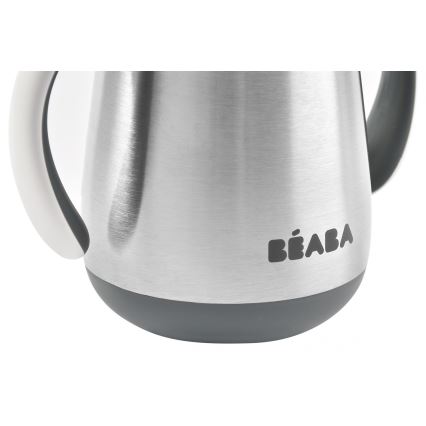 Beaba - Tazza termoisolante con cannuccia 250 ml grigio