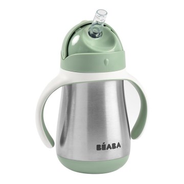 Beaba - Tazza termoisolante con cannuccia 250 ml verde