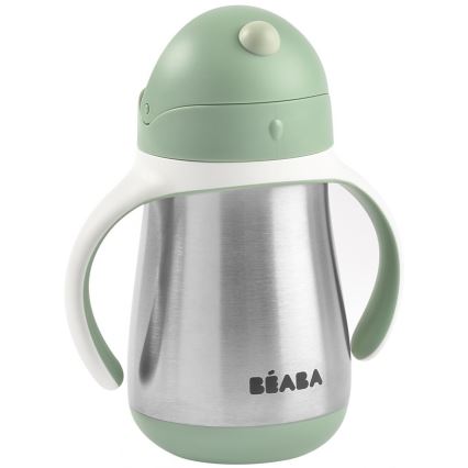 Beaba - Tazza termoisolante con cannuccia 250 ml verde