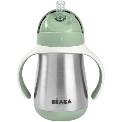 Beaba - Tazza termoisolante con cannuccia 250 ml verde