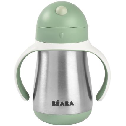 Beaba - Tazza termoisolante con cannuccia 250 ml verde