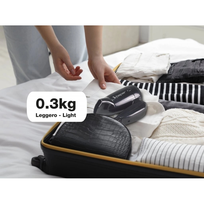 Beper - Asciugacapelli da viaggio 1200W/230V