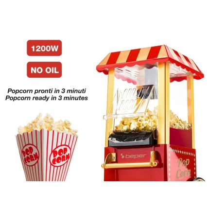 Beper - Macchina per popcorn 1200W/230V rossa