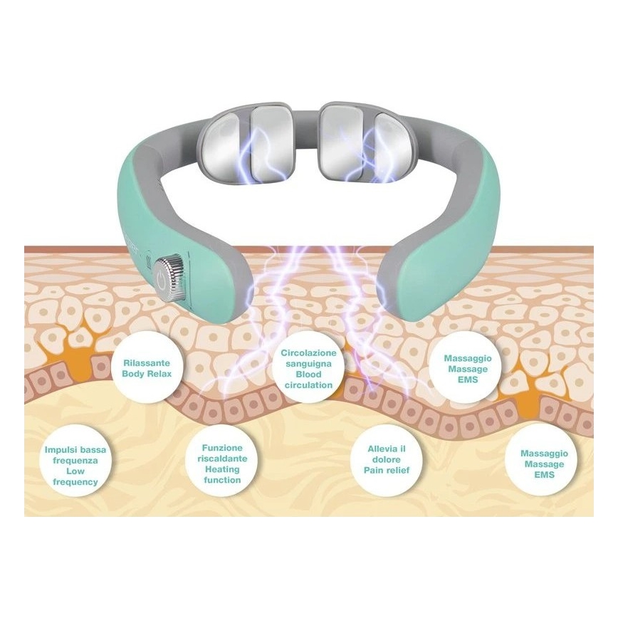 Beper - Massaggiatore cervicale ricaricabile EMS 5V/900 mAh colore menta