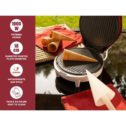Beper - Piastra per waffle 2 in 1 1000W/230V rossa