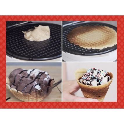 Beper - Piastra per waffle 2 in 1 1000W/230V rossa