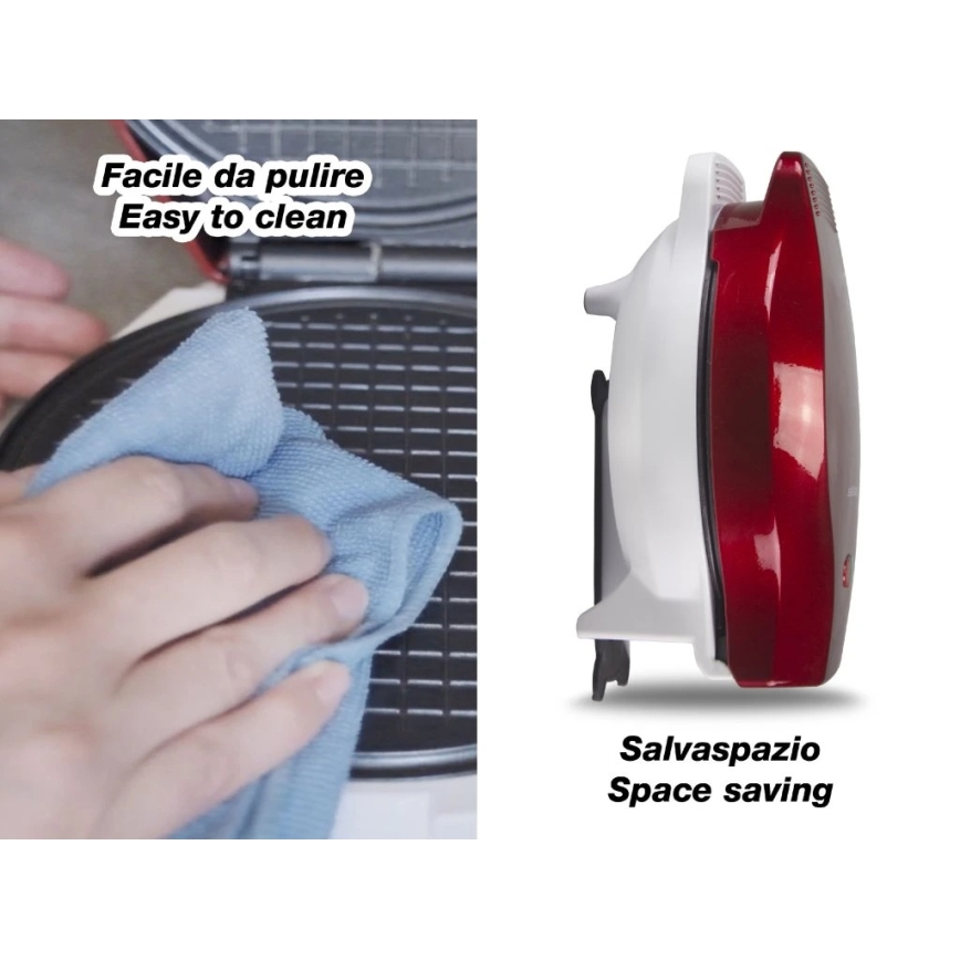 Beper - Piastra per waffle 2 in 1 1000W/230V rossa