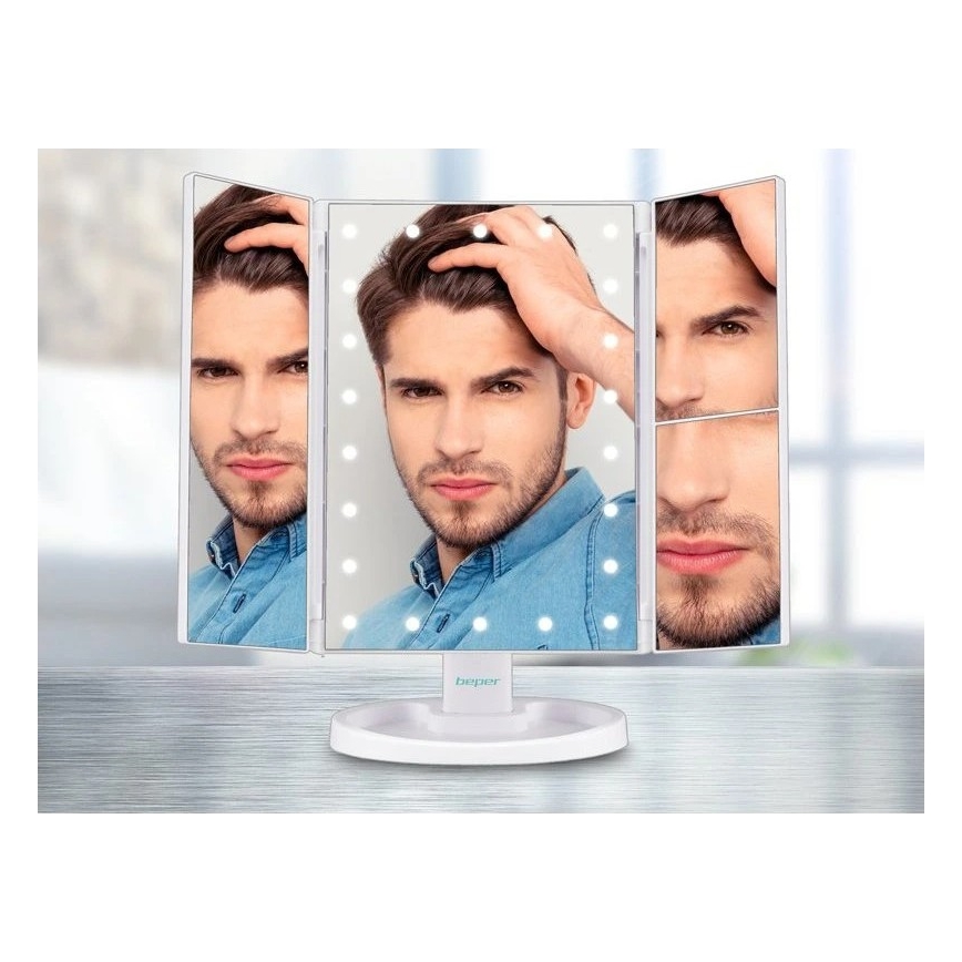 Beper - Specchio da trucco con retroilluminazione a LED 4xAAA/5V