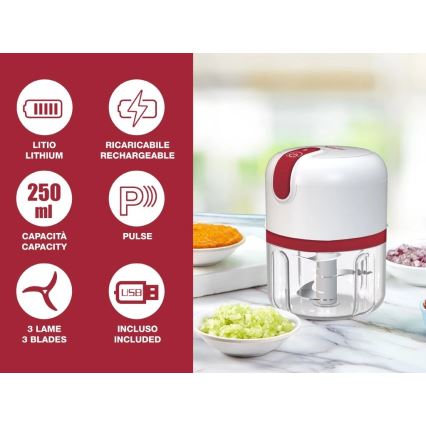 Beper - Tritatutto ricaricabile 30W/5V 1500 mAh 250 ml