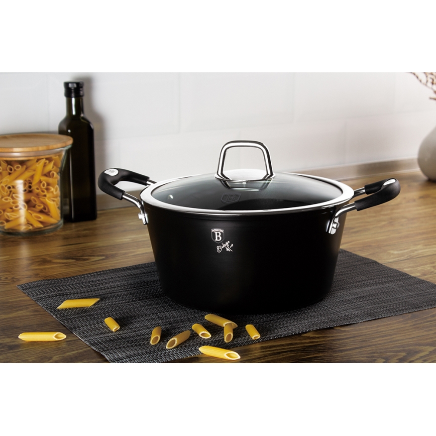 BerlingerHaus - Casseruola con superficie in titanio + coperchio 28 cm nero