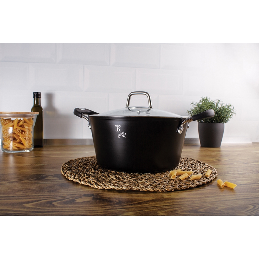 BerlingerHaus - Casseruola con superficie in titanio + coperchio 28 cm nero