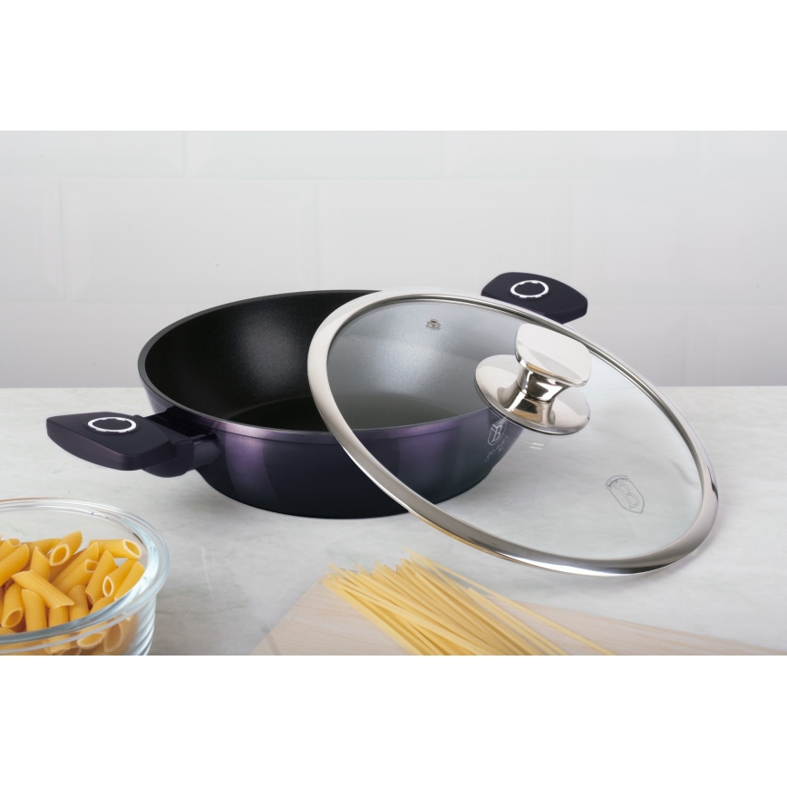 BerlingerHaus - Pentola bassa con superficie in titanio + coperchio 28 cm viola