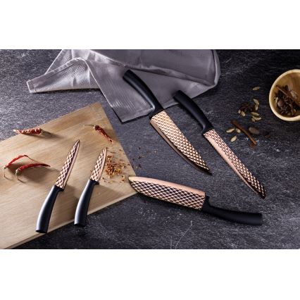 BerlingerHaus - Set di 5 coltelli in acciaio inox nero/rose gold