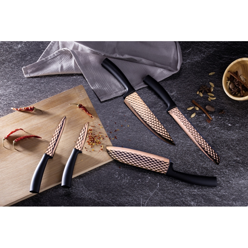 BerlingerHaus - Set di 5 coltelli in acciaio inox nero/rose gold